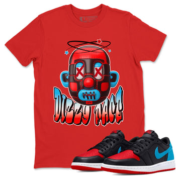 Air Jordan 1 UNC to Chicago Sneaker Match Tees Dizzy Face Sneaker Tees AJ1 UNC to Chicago Sneaker Release Tees Unisex Shirts Red 1
