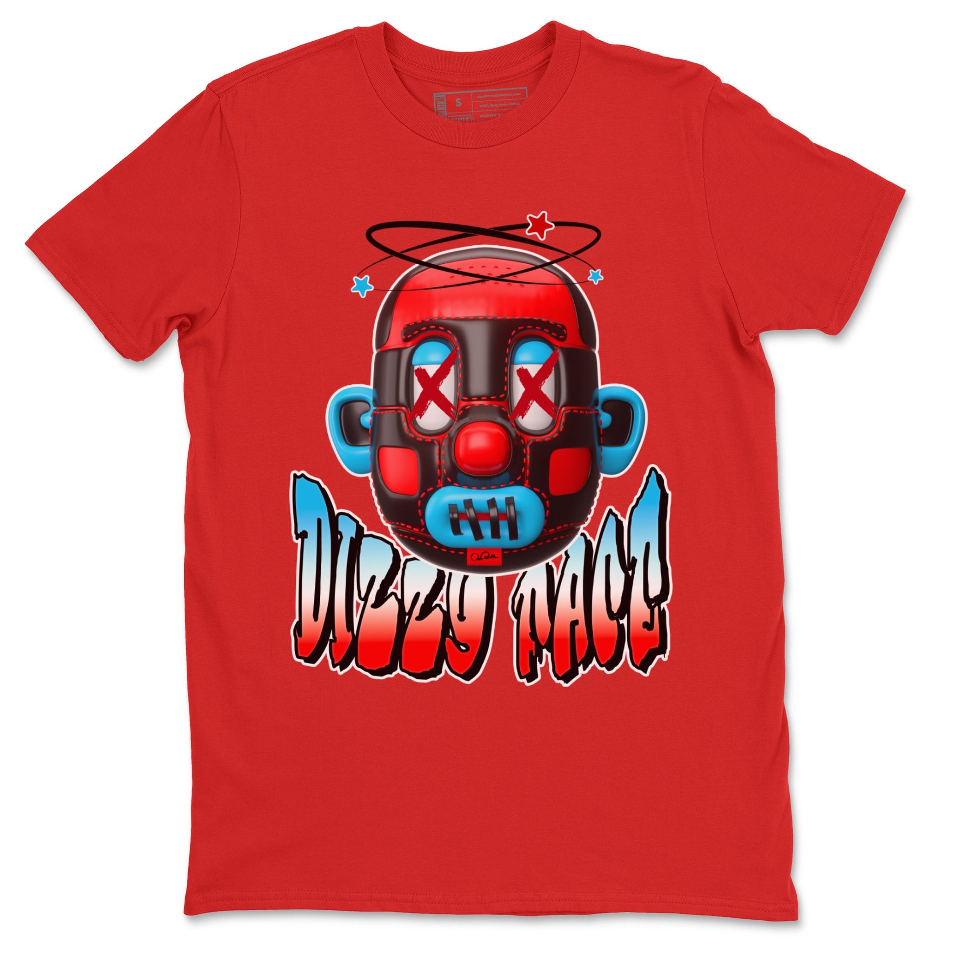 Air Jordan 1 UNC to Chicago Sneaker Match Tees Dizzy Face Sneaker Tees AJ1 UNC to Chicago Sneaker Release Tees Unisex Shirts Red 2