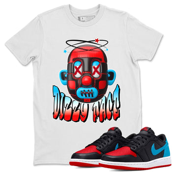 Air Jordan 1 UNC to Chicago Sneaker Match Tees Dizzy Face Sneaker Tees AJ1 UNC to Chicago Sneaker Release Tees Unisex Shirts White 1