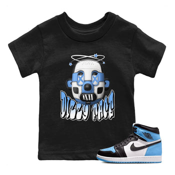 Air Jordan 1 Retro High OG UNC Toe Shirt to match Jordans Dizzy Face Sneaker Tees AJ1 UNC Toe SNRT Sneaker Release Tees Kids and Baby Tees Black 1