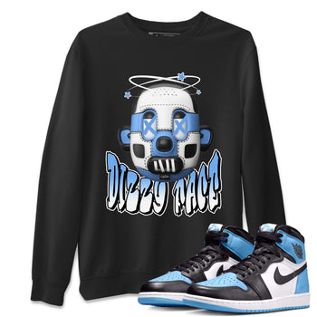 Air Jordan 1 Retro High OG UNC Toe Shirt to match Jordans Dizzy Face Sneaker Tees AJ1 UNC Toe SNRT Sneaker Release Tees Crew Neck T-Shirts Black 1