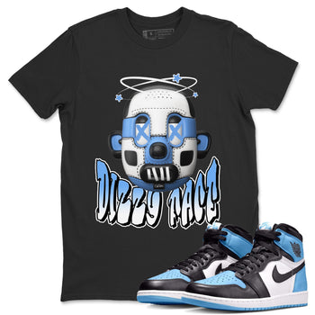 Air Jordan 1 Retro High OG UNC Toe Shirt to match Jordans Dizzy Face Sneaker Tees AJ1 UNC Toe SNRT Sneaker Release Tees Crew Neck T-Shirts Black 1