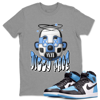 Air Jordan 1 Retro High OG UNC Toe Shirt to match Jordans Dizzy Face Sneaker Tees AJ1 UNC Toe SNRT Sneaker Release Tees Crew Neck T-Shirts Heather Grey 1