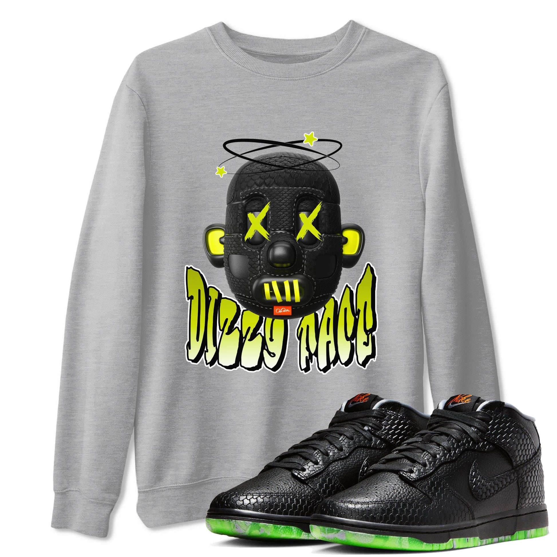 Dunk Mid Premium shirt to match jordans Dizzy Face sneaker tees halloween horror nights Nike Dunk Halloween SNRT Sneaker Release Tees Unisex Heather Grey 1 T-Shirt