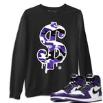 Jordan 1 Court Purple Sneaker Match Tees Dollar Camo Sneaker Tees Jordan 1 Court Purple Sneaker Release Tees Unisex Shirts