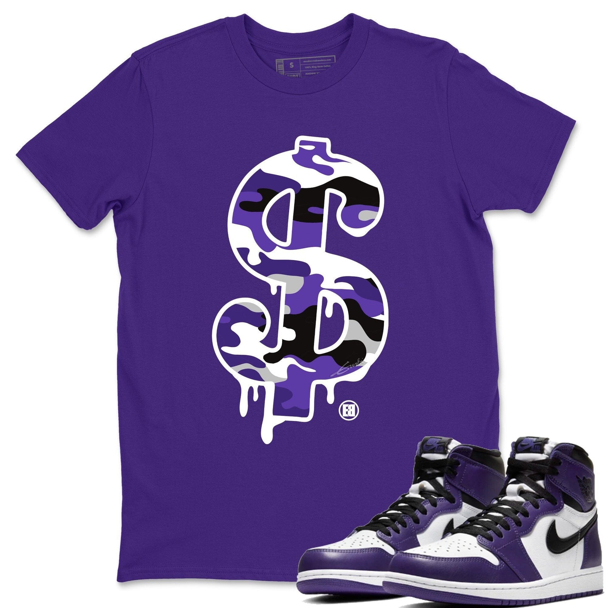 Jordan 1 Court Purple Sneaker Match Tees Dollar Camo Sneaker Tees Jordan 1 Court Purple Sneaker Release Tees Unisex Shirts