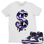 Jordan 1 Court Purple Sneaker Match Tees Dollar Camo Sneaker Tees Jordan 1 Court Purple Sneaker Release Tees Unisex Shirts