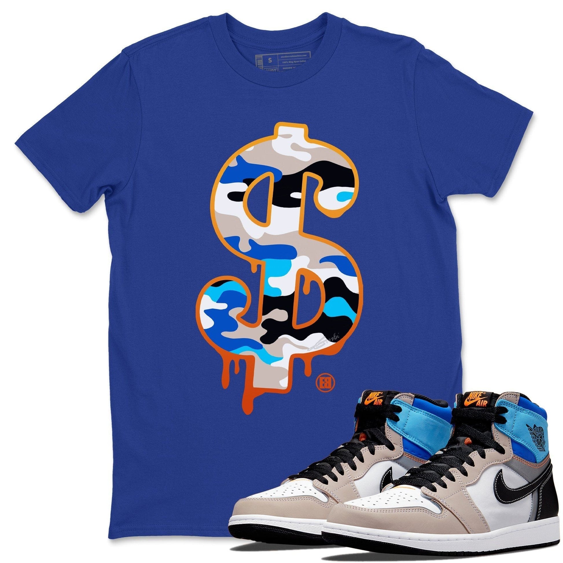 Jordan 1 Prototype Sneaker Match Tees Dollar Camo Sneaker Tees Jordan 1 Prototype Sneaker Release Tees Unisex Shirts