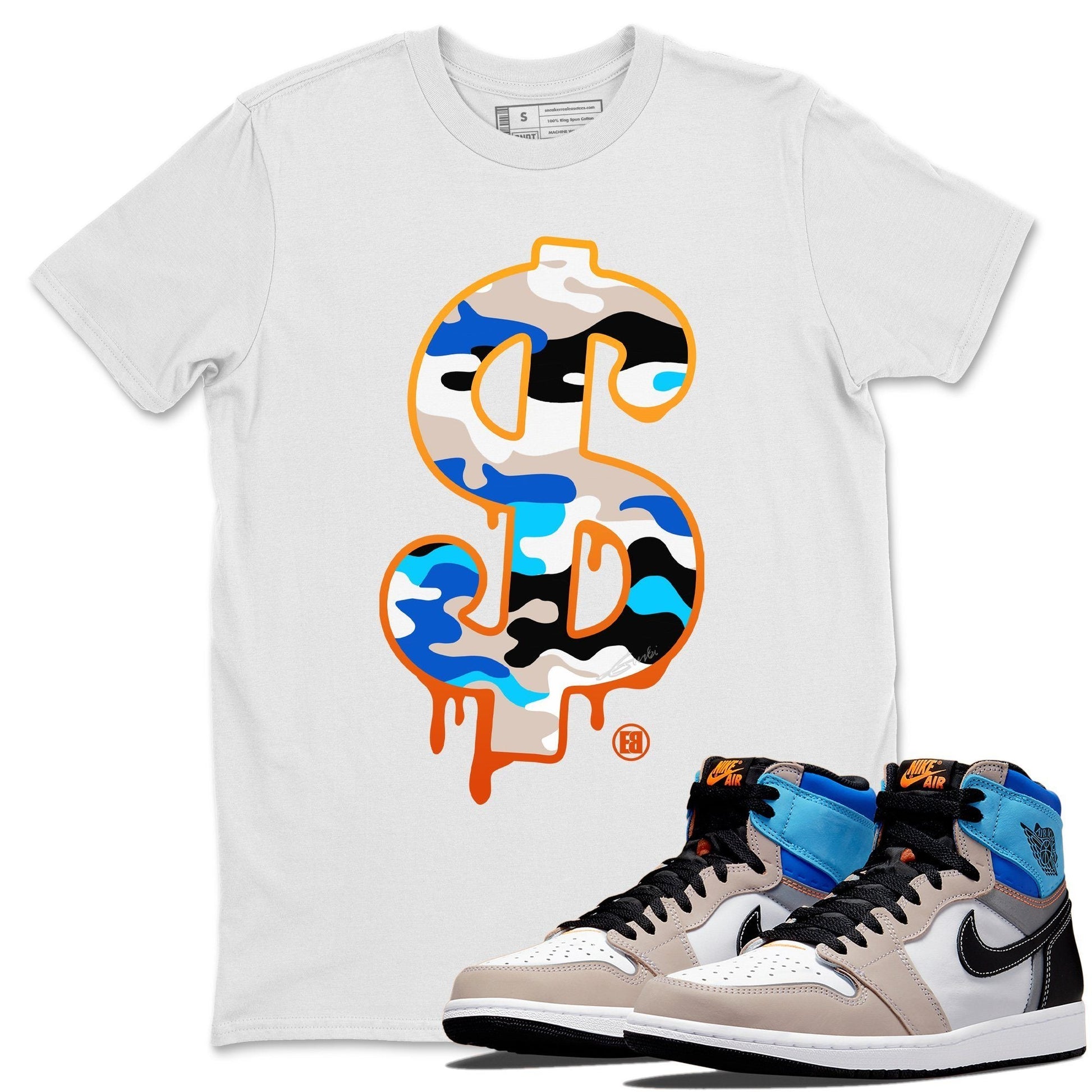 Jordan 1 Prototype Sneaker Match Tees Dollar Camo Sneaker Tees Jordan 1 Prototype Sneaker Release Tees Unisex Shirts
