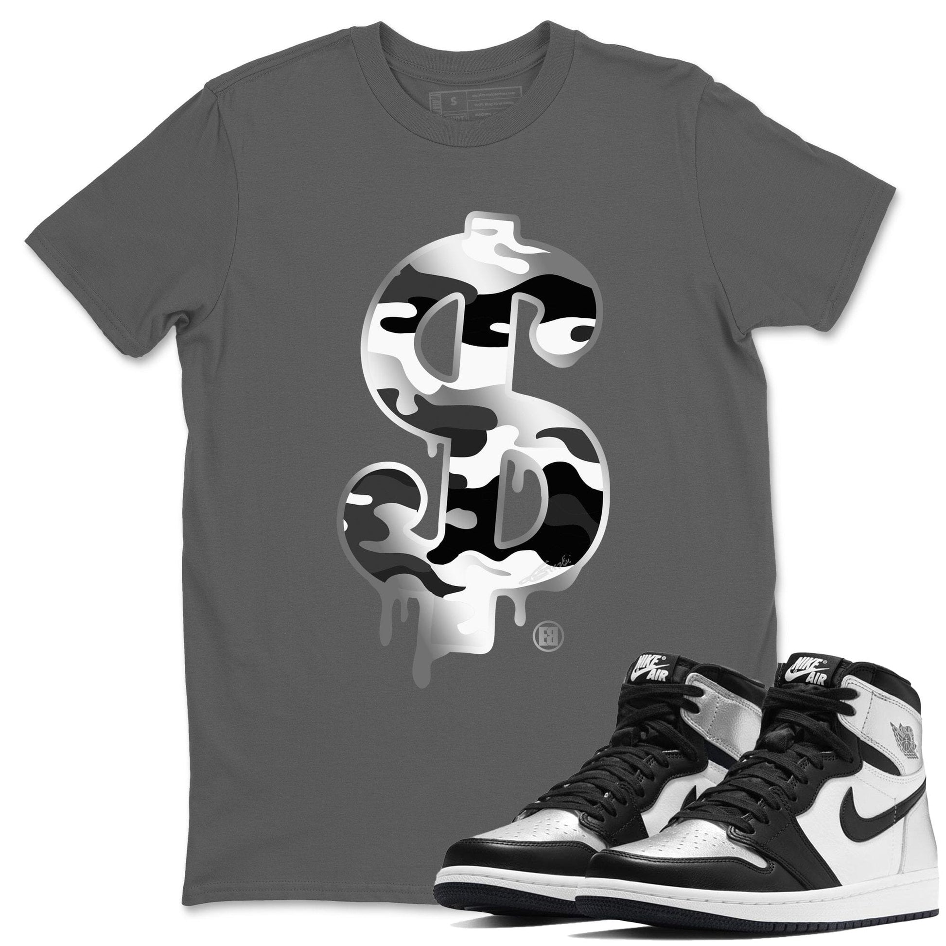 Jordan 1 Silver Toe Sneaker Match Tees Dollar Camo Sneaker Tees Jordan 1 Silver Toe Sneaker Release Tees Unisex Shirts