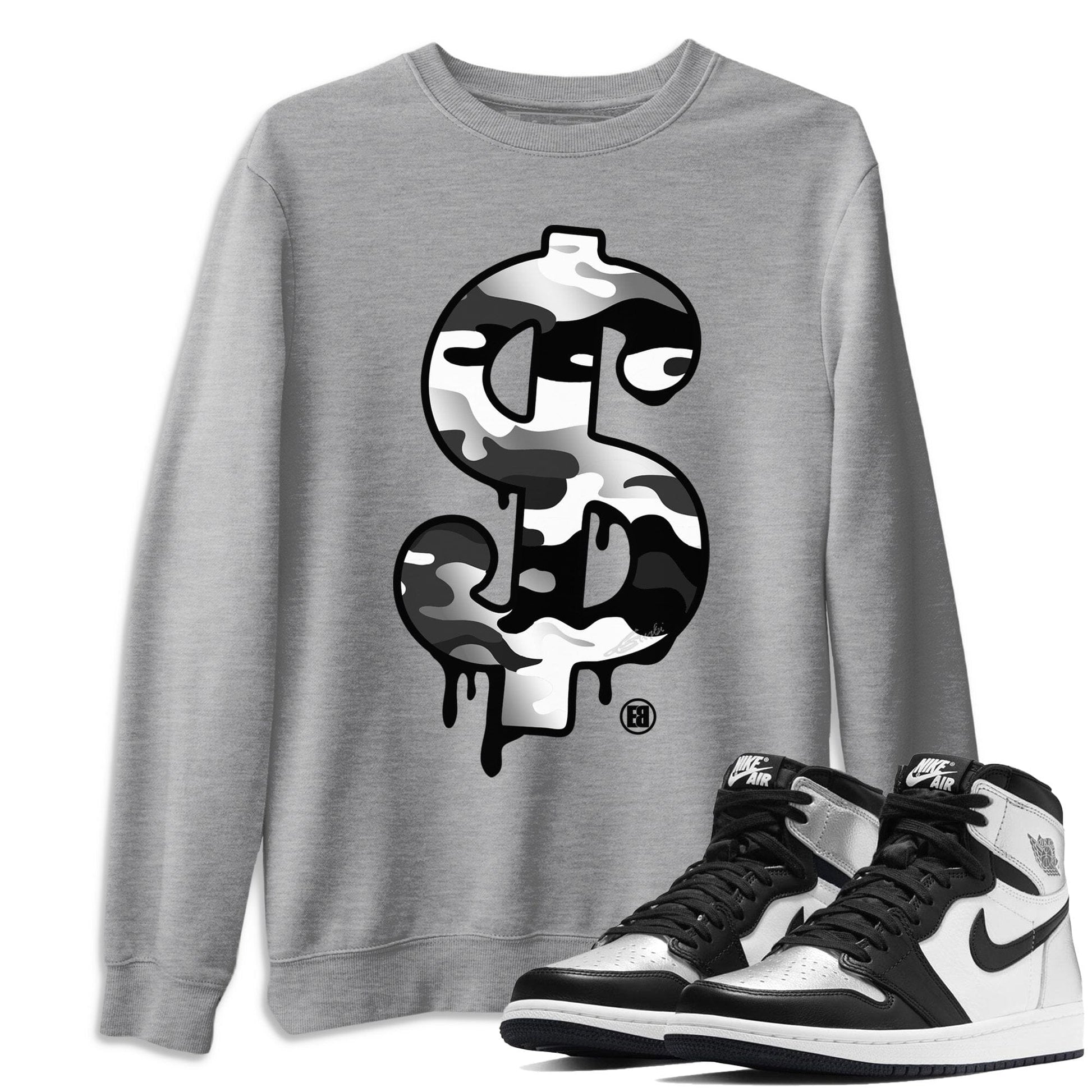 Jordan 1 Silver Toe Sneaker Match Tees Dollar Camo Sneaker Tees Jordan 1 Silver Toe Sneaker Release Tees Unisex Shirts