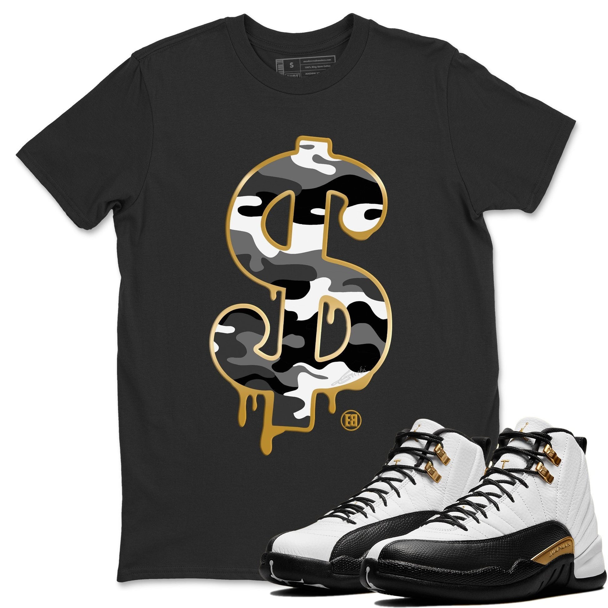 Jordan 12 Royalty Sneaker Match Tees Dollar Camo Sneaker Tees Jordan 12 Royalty Sneaker Release Tees Unisex Shirts