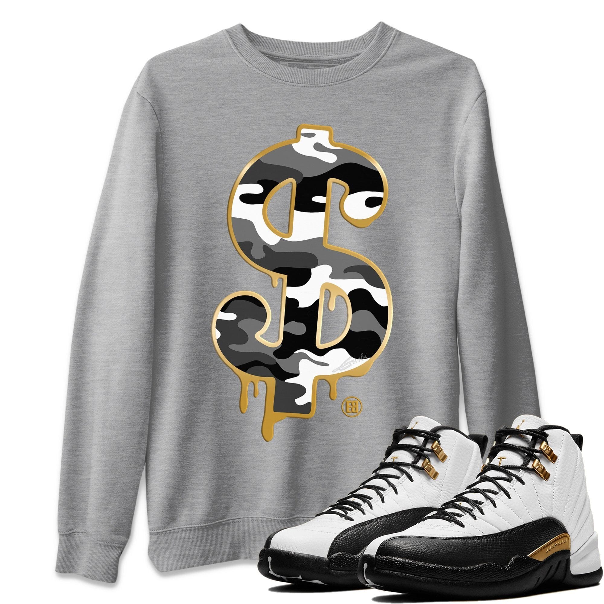 Dollar Camo Unisex Tops Air Jordan 12 Royalty SNRT Sneaker T shirts