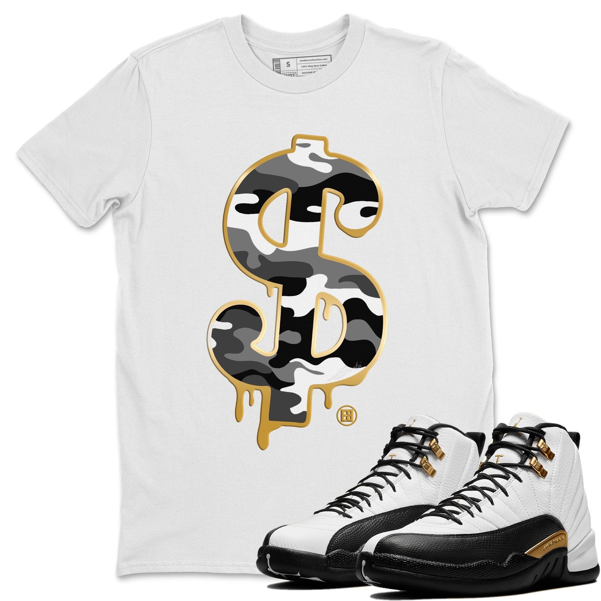Jordan 12 Royalty Sneaker Match Tees Dollar Camo Sneaker Tees Jordan 12 Royalty Sneaker Release Tees Unisex Shirts