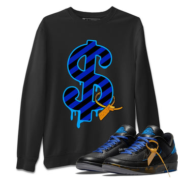 Jordan 2 OFF-WHITE Black Blue Sneaker Match Tees Dollar Camo Sneaker Tees Jordan 2 OFF-WHITE Black Blue Sneaker Release Tees Unisex Shirts