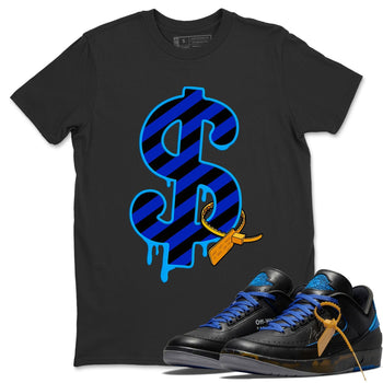 Jordan 2 OFF-WHITE Black Blue Sneaker Match Tees Dollar Camo Sneaker Tees Jordan 2 OFF-WHITE Black Blue Sneaker Release Tees Unisex Shirts