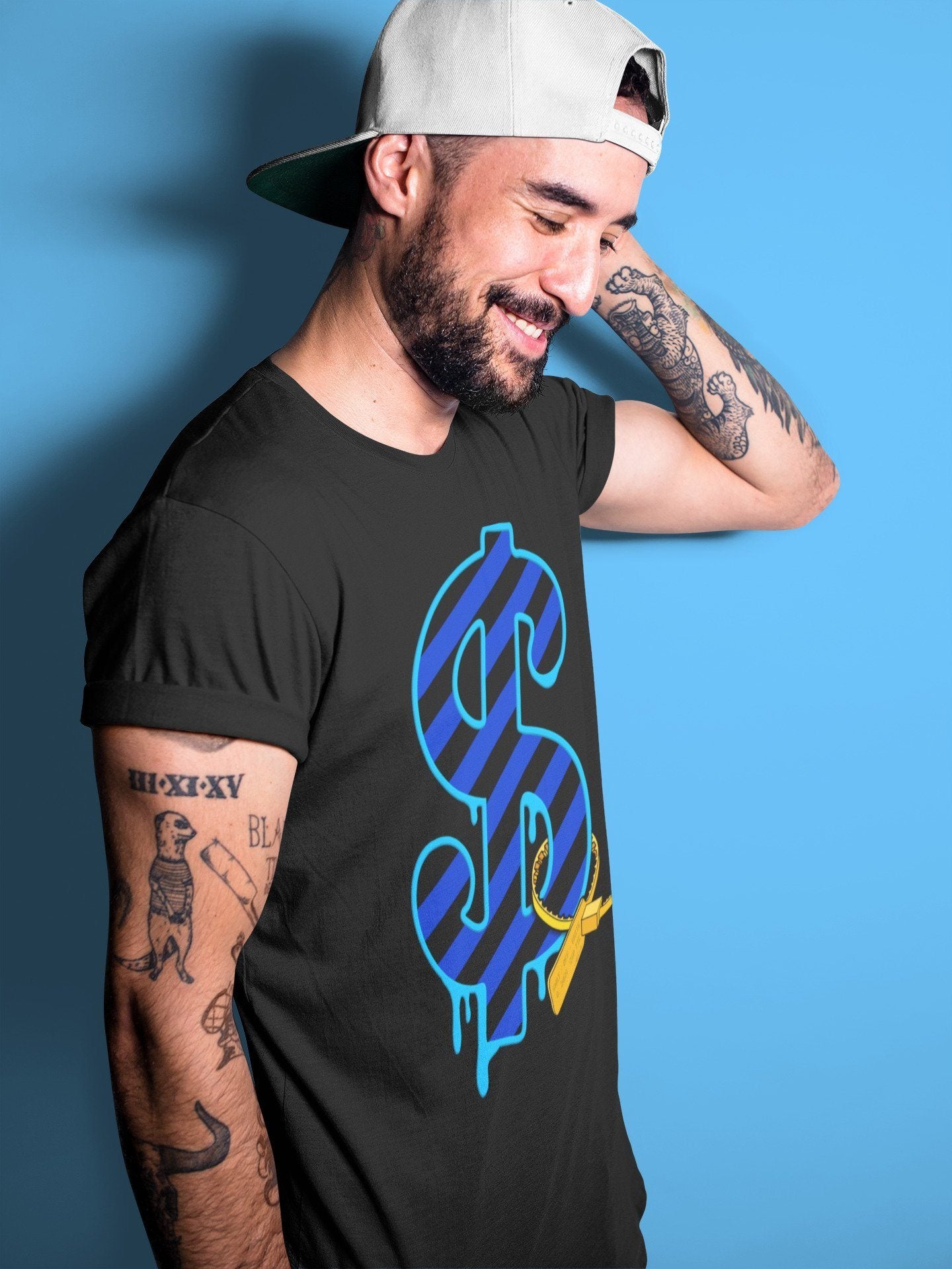 Jordan 2 OFF-WHITE Black Blue Sneaker Match Tees Dollar Camo Sneaker Tees Jordan 2 OFF-WHITE Black Blue Sneaker Release Tees Unisex Shirts
