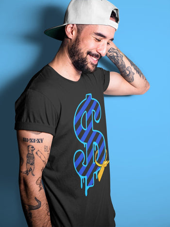 Jordan 2 OFF-WHITE Black Blue Sneaker Match Tees Dollar Camo Sneaker Tees Jordan 2 OFF-WHITE Black Blue Sneaker Release Tees Unisex Shirts