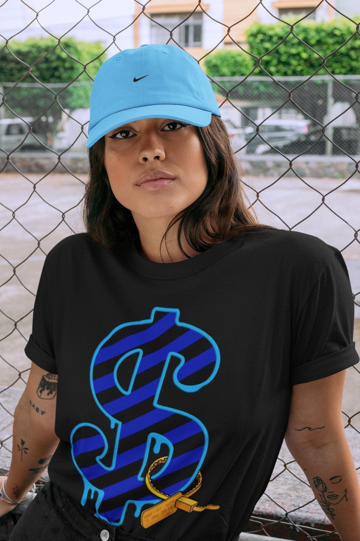 Jordan 2 OFF-WHITE Black Blue Sneaker Match Tees Dollar Camo Sneaker Tees Jordan 2 OFF-WHITE Black Blue Sneaker Release Tees Unisex Shirts