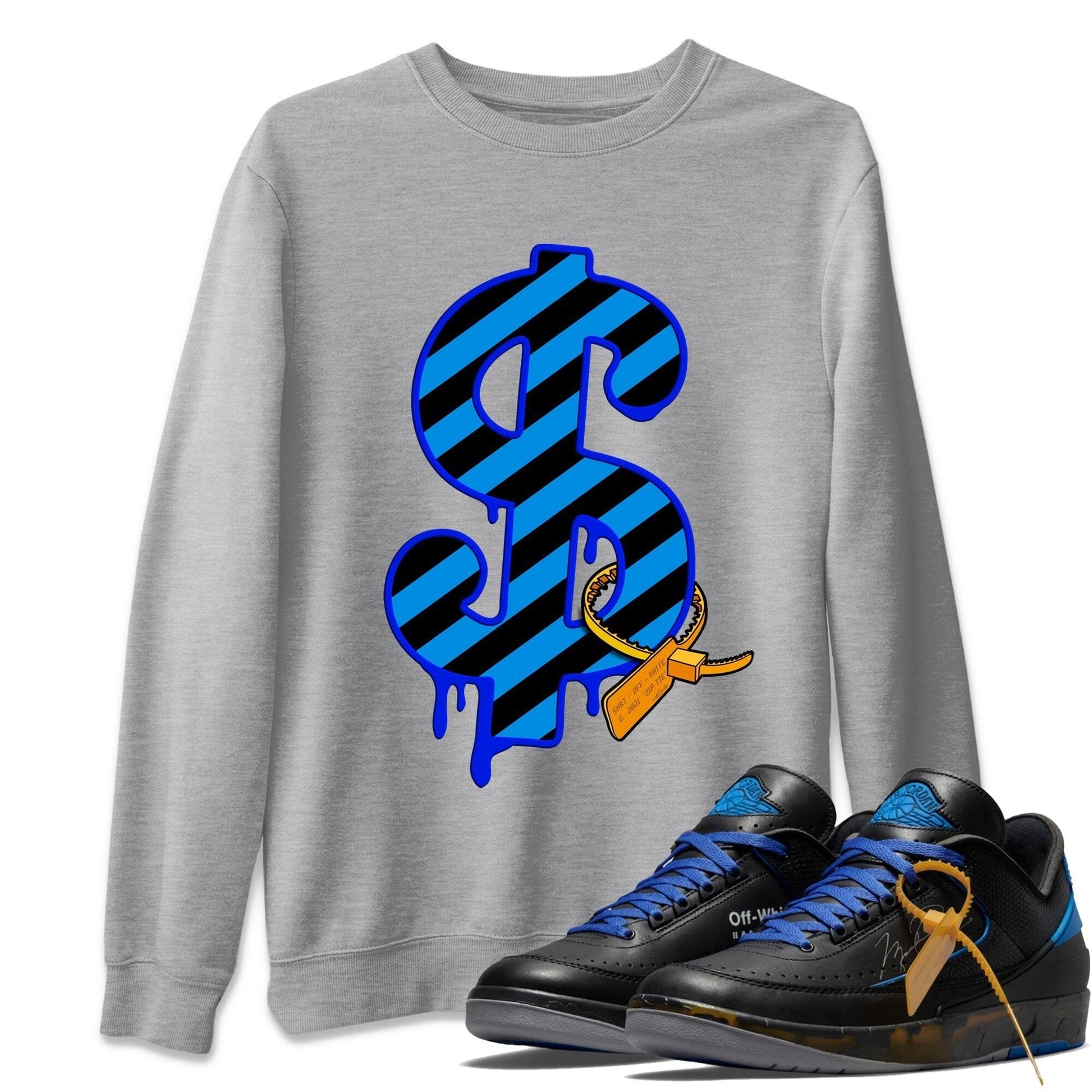 Jordan 2 OFF-WHITE Black Blue Sneaker Match Tees Dollar Camo Sneaker Tees Jordan 2 OFF-WHITE Black Blue Sneaker Release Tees Unisex Shirts