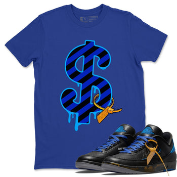 Jordan 2 OFF-WHITE Black Blue Sneaker Match Tees Dollar Camo Sneaker Tees Jordan 2 OFF-WHITE Black Blue Sneaker Release Tees Unisex Shirts