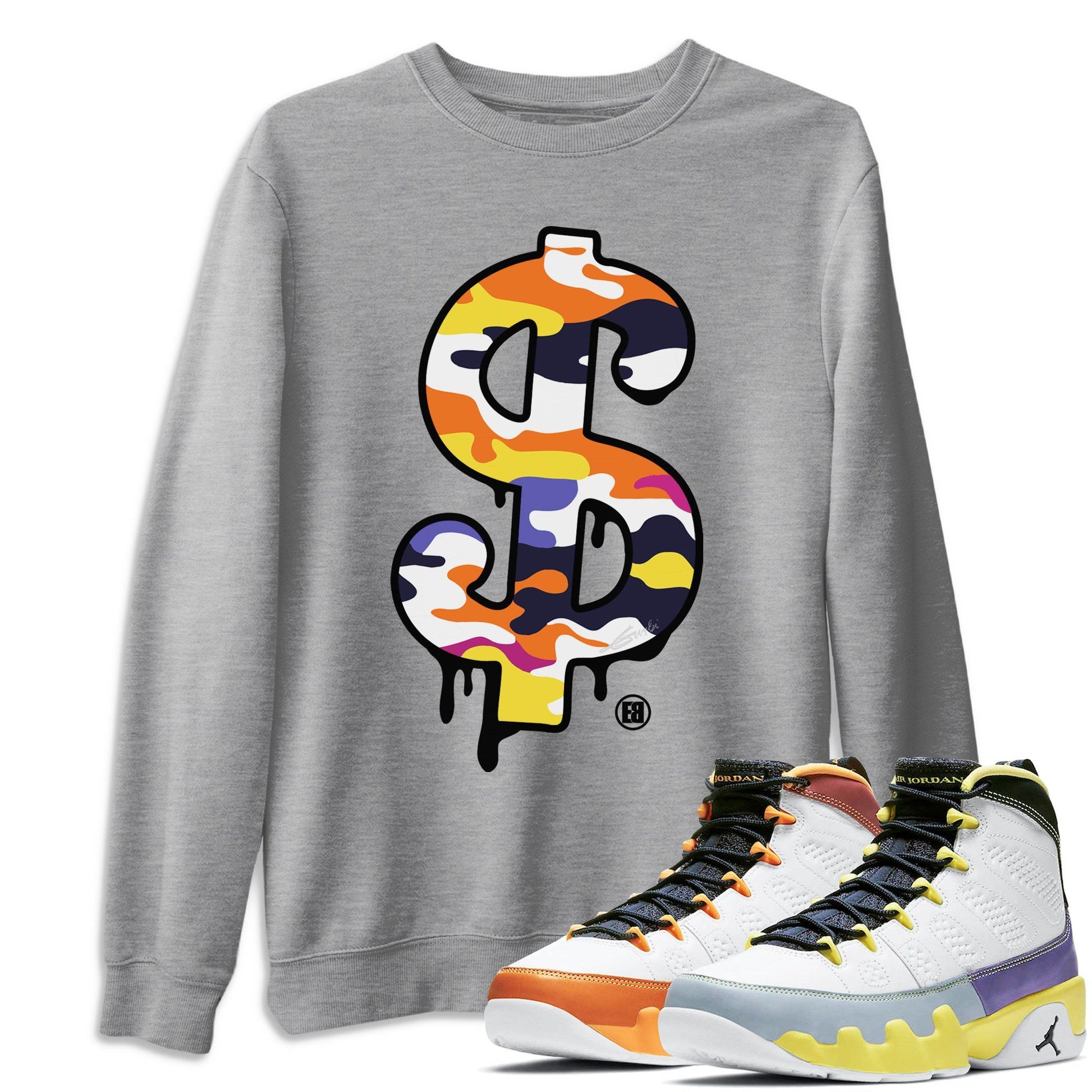 Jordan 9 Change The World Sneaker Match Tees Dollar Camo Sneaker Tees Jordan 9 Change The World Sneaker Release Tees Unisex Shirts