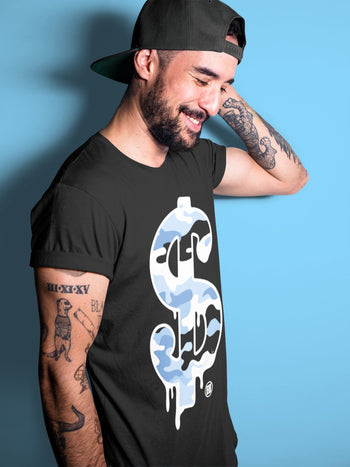 Jordan 1 University Blue Sneaker Match Tees Dollar Camo Sneaker Tees Jordan 1 University Blue Sneaker Release Tees Unisex Shirts