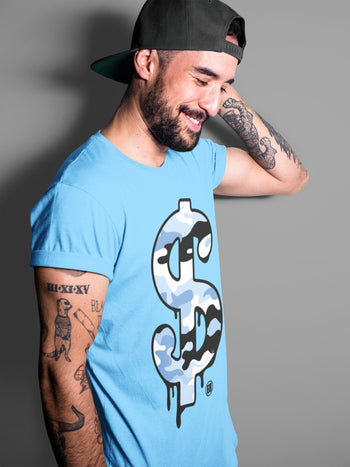Jordan 1 University Blue Sneaker Match Tees Dollar Camo Sneaker Tees Jordan 1 University Blue Sneaker Release Tees Unisex Shirts