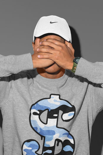 Jordan 1 University Blue Sneaker Match Tees Dollar Camo Sneaker Tees Jordan 1 University Blue Sneaker Release Tees Unisex Shirts