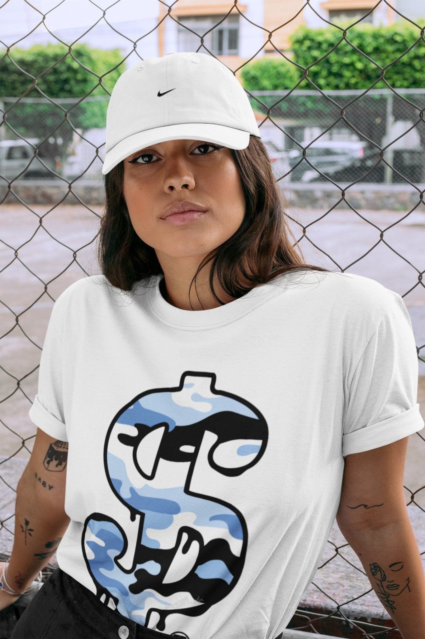 Jordan 1 University Blue Sneaker Match Tees Dollar Camo Sneaker Tees Jordan 1 University Blue Sneaker Release Tees Unisex Shirts