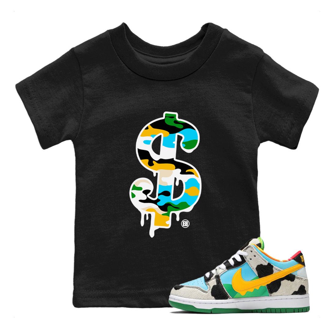 Dunk Chunky Dunky shirt to match jordans Dollar Camo sneaker tees Dunk Low Ben & Jerry's Chunky Dunky SNRT Sneaker Release Tees Baby Toddler Black 1 T-Shirt