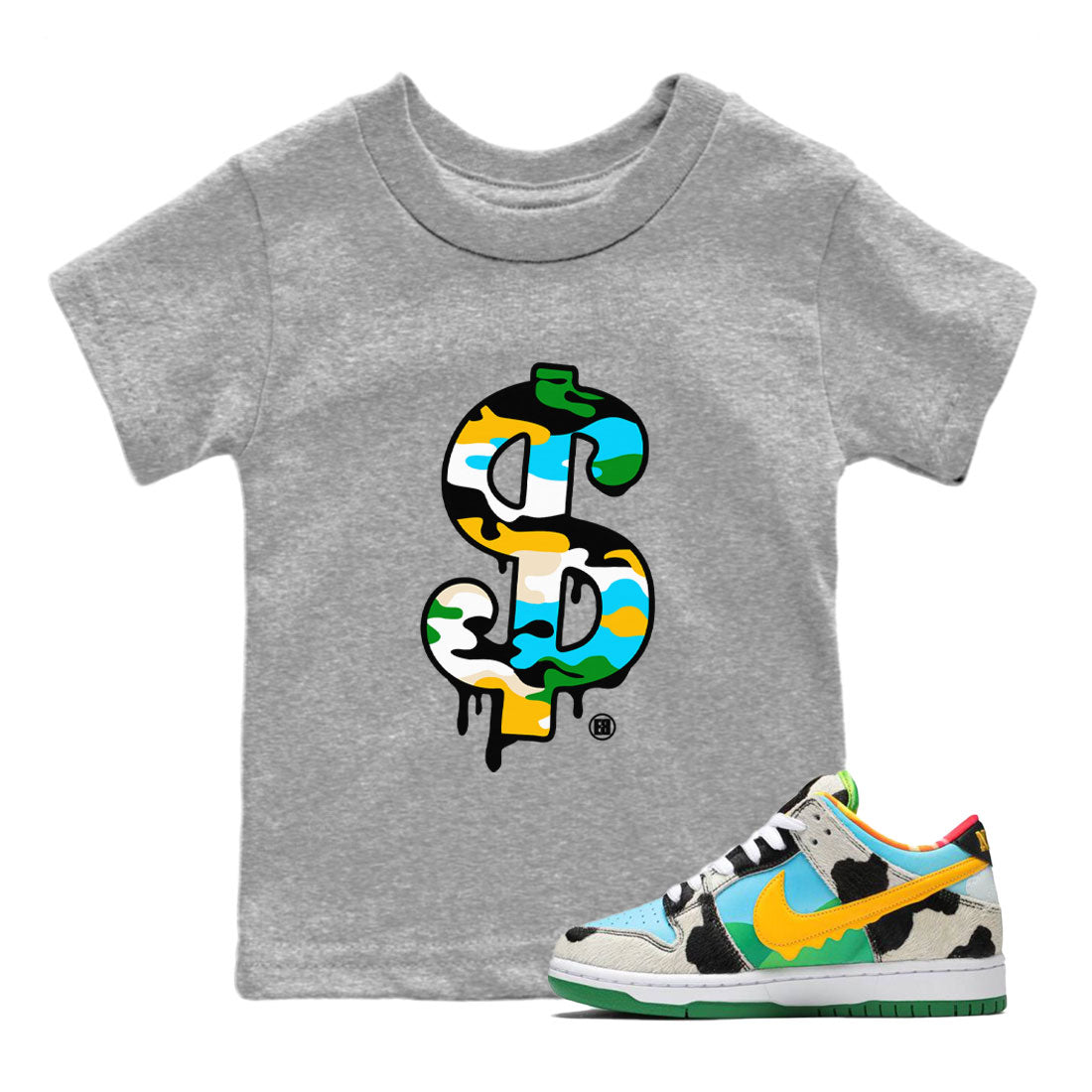 Dunk Chunky Dunky shirt to match jordans Dollar Camo sneaker tees Dunk Low Ben & Jerry's Chunky Dunky SNRT Sneaker Release Tees Baby Toddler Heather Grey 1 T-Shirt