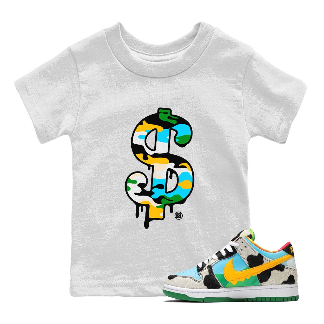 Dunk Chunky Dunky shirt to match jordans Dollar Camo sneaker tees Dunk Low Ben & Jerry's Chunky Dunky SNRT Sneaker Release Tees Baby Toddler White 1 T-Shirt