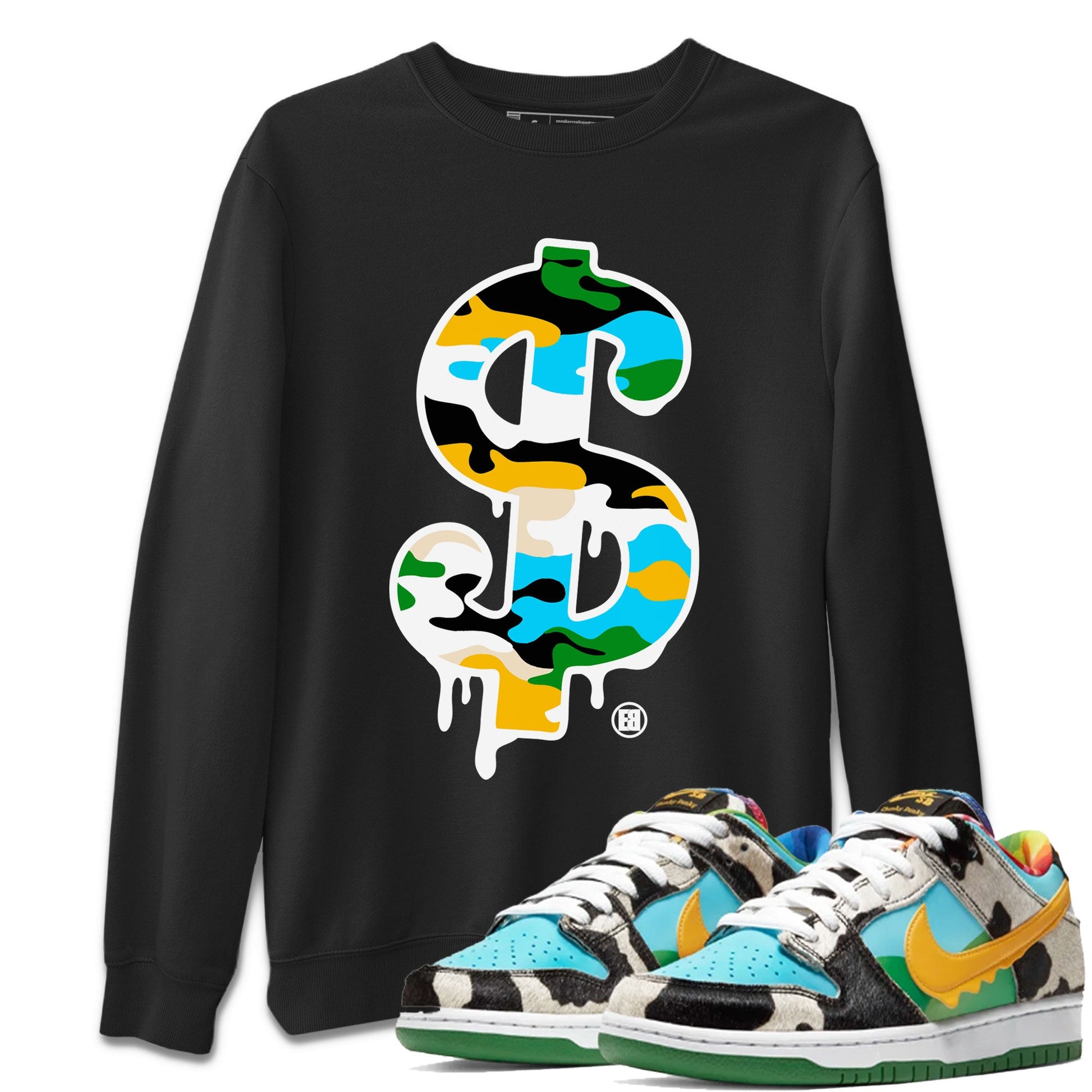 Dunk Chunky Dunky shirt to match jordans Dollar Camo sneaker tees Dunk Low Ben & Jerry's Chunky Dunky SNRT Sneaker Release Tees Unisex Black 1 T-Shirt