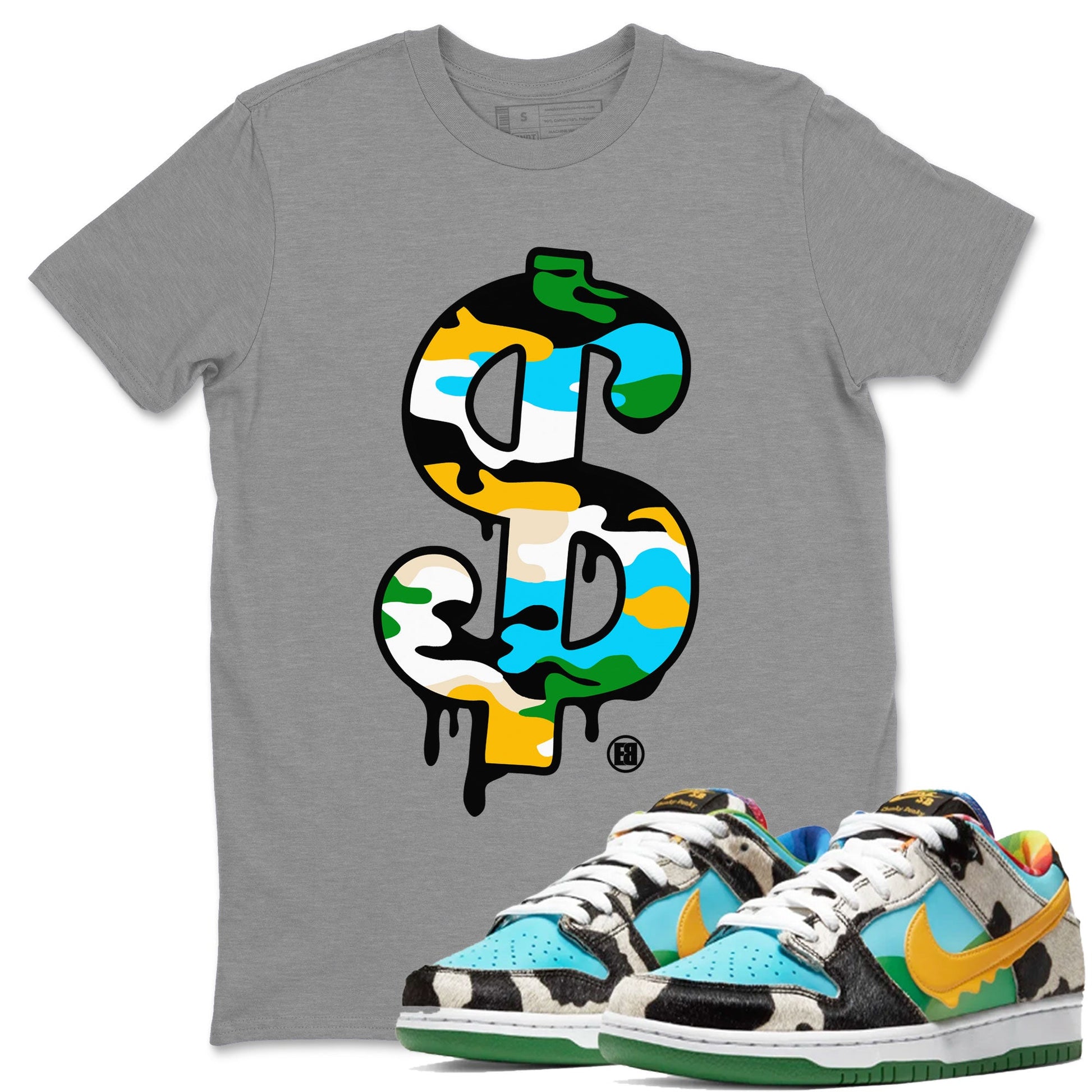 Dunk Chunky Dunky shirt to match jordans Dollar Camo sneaker tees Dunk Low Ben & Jerry's Chunky Dunky SNRT Sneaker Release Tees Unisex Heather Grey 1 T-Shirt