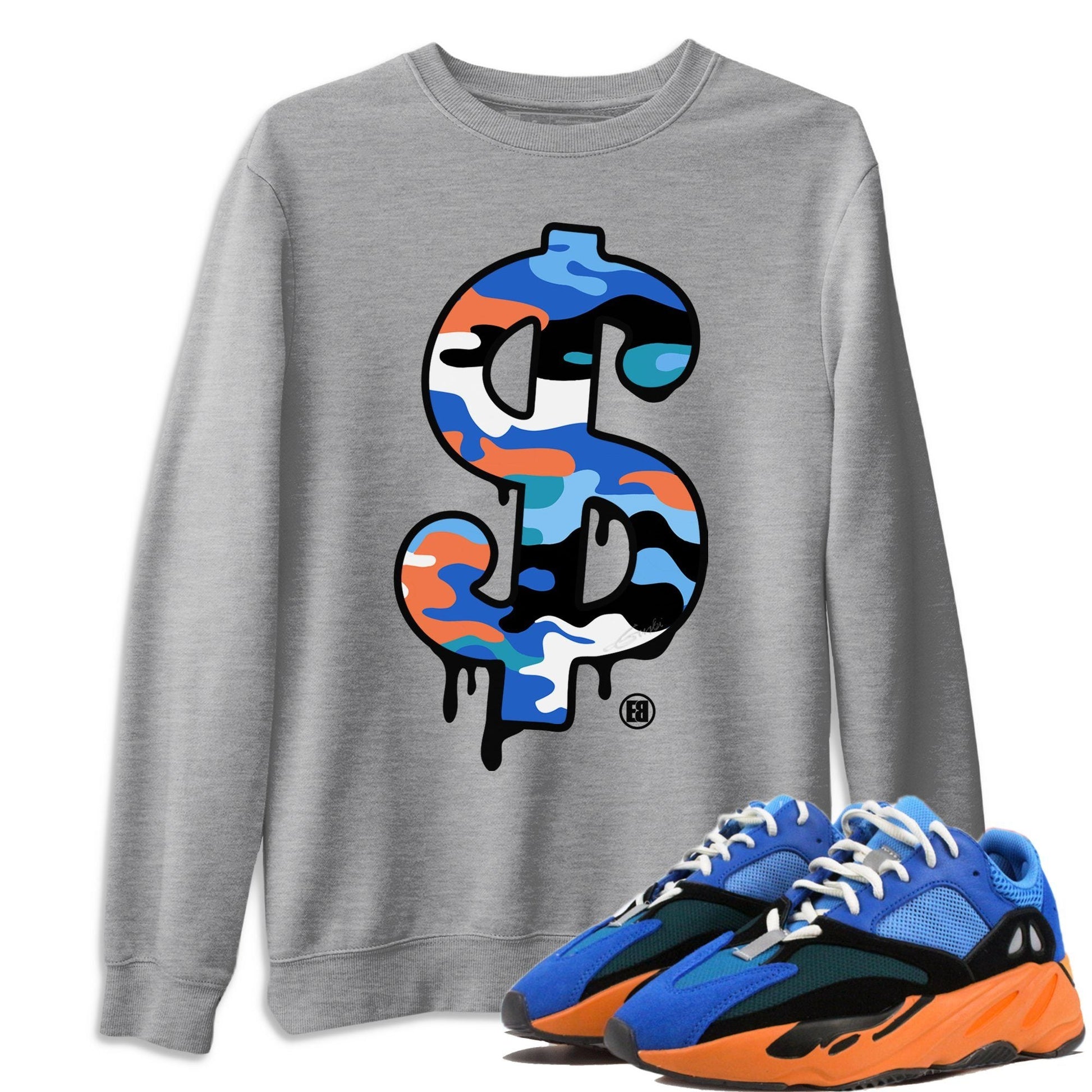 Yeezy 700 Bright Blue Sneaker Match Tees Dollar Camo Sneaker Tees Yeezy 700 Bright Blue Sneaker Release Tees Unisex Shirts