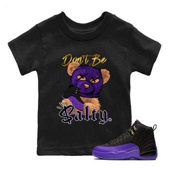 12s Field Purple Match To Jordans Don't Be Salty Bear Sneaker Tees Air Jordan 12 Field Purple SNRT Sneaker Release Tees Kids Shirts Black 1