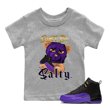 12s Field Purple Match To Jordans Don't Be Salty Bear Sneaker Tees Air Jordan 12 Field Purple SNRT Sneaker Release Tees Kids Shirts Heather Grey 1