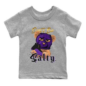 12s Field Purple Match To Jordans Don't Be Salty Bear Sneaker Tees Air Jordan 12 Field Purple SNRT Sneaker Release Tees Kids Shirts Heather Grey 2