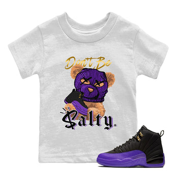 12s Field Purple Match To Jordans Don't Be Salty Bear Sneaker Tees Air Jordan 12 Field Purple SNRT Sneaker Release Tees Kids Shirts White 1