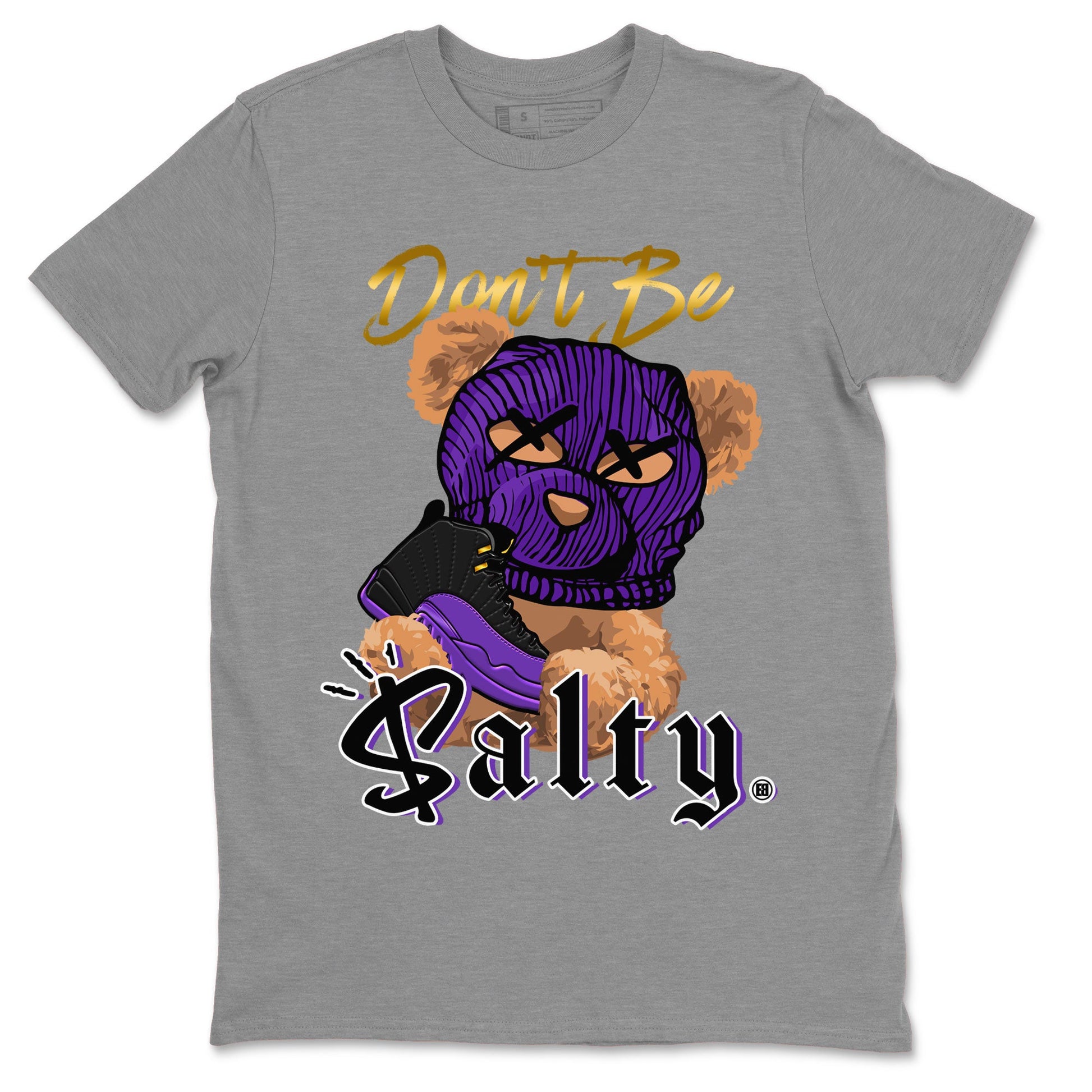 12s Field Purple Match To Jordans Don't Be Salty Bear Sneaker Tees Air Jordan 12 Field Purple SNRT Sneaker Release Tees Unisex Shirts Heather Grey 2
