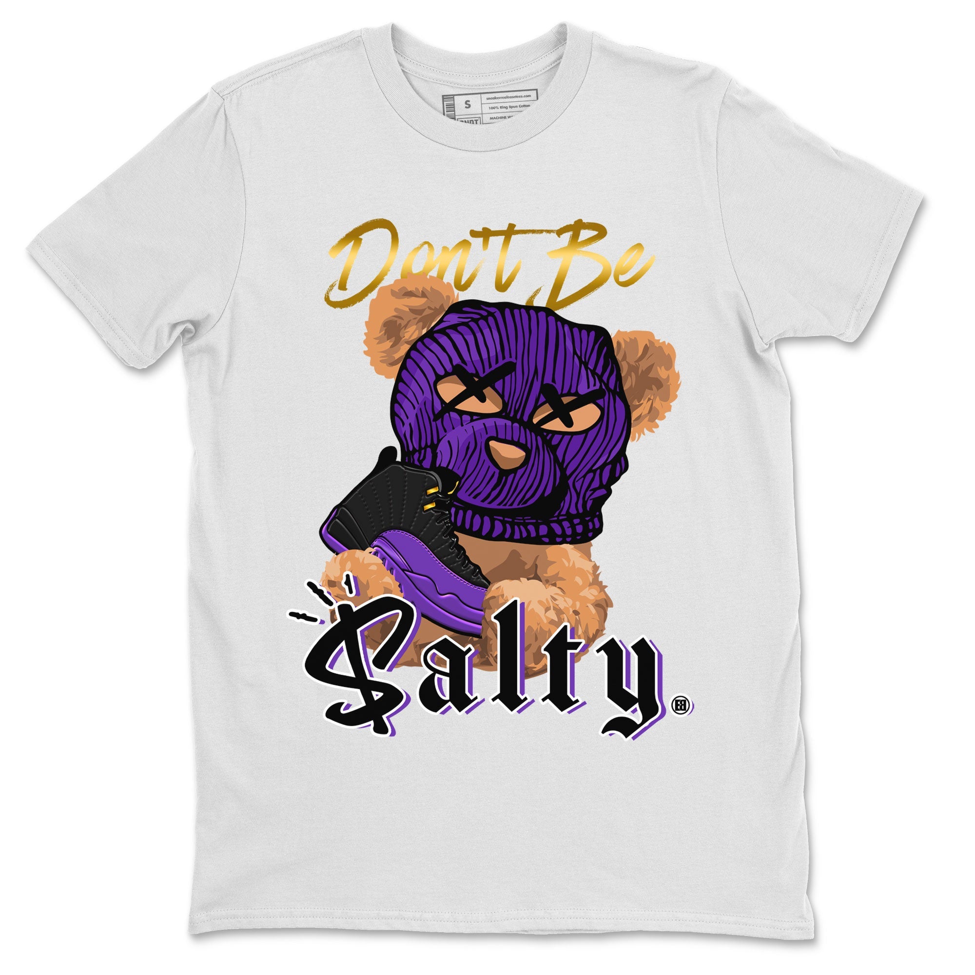 12s Field Purple Match To Jordans Don't Be Salty Bear Sneaker Tees Air Jordan 12 Field Purple SNRT Sneaker Release Tees Unisex Shirts White 2