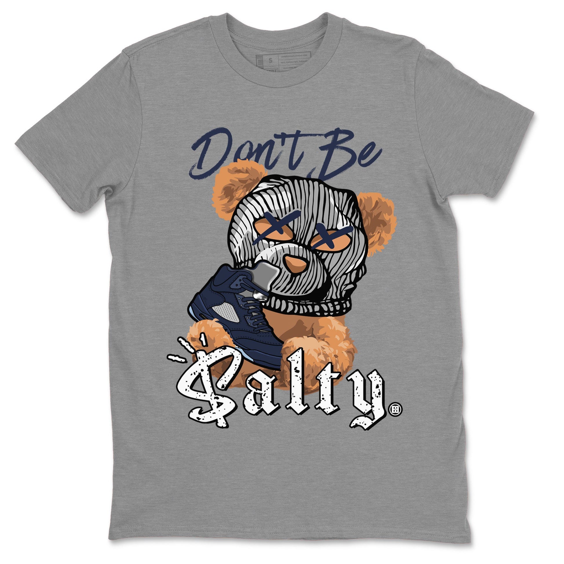 Air Jordan 5 Georgetown Match To Jordans Don't Be Salty Bear Sneaker Tees Air Jordan 5 Midnight Navy SNRT Sneaker Release Tees Unisex Shirts Heather Grey 2
