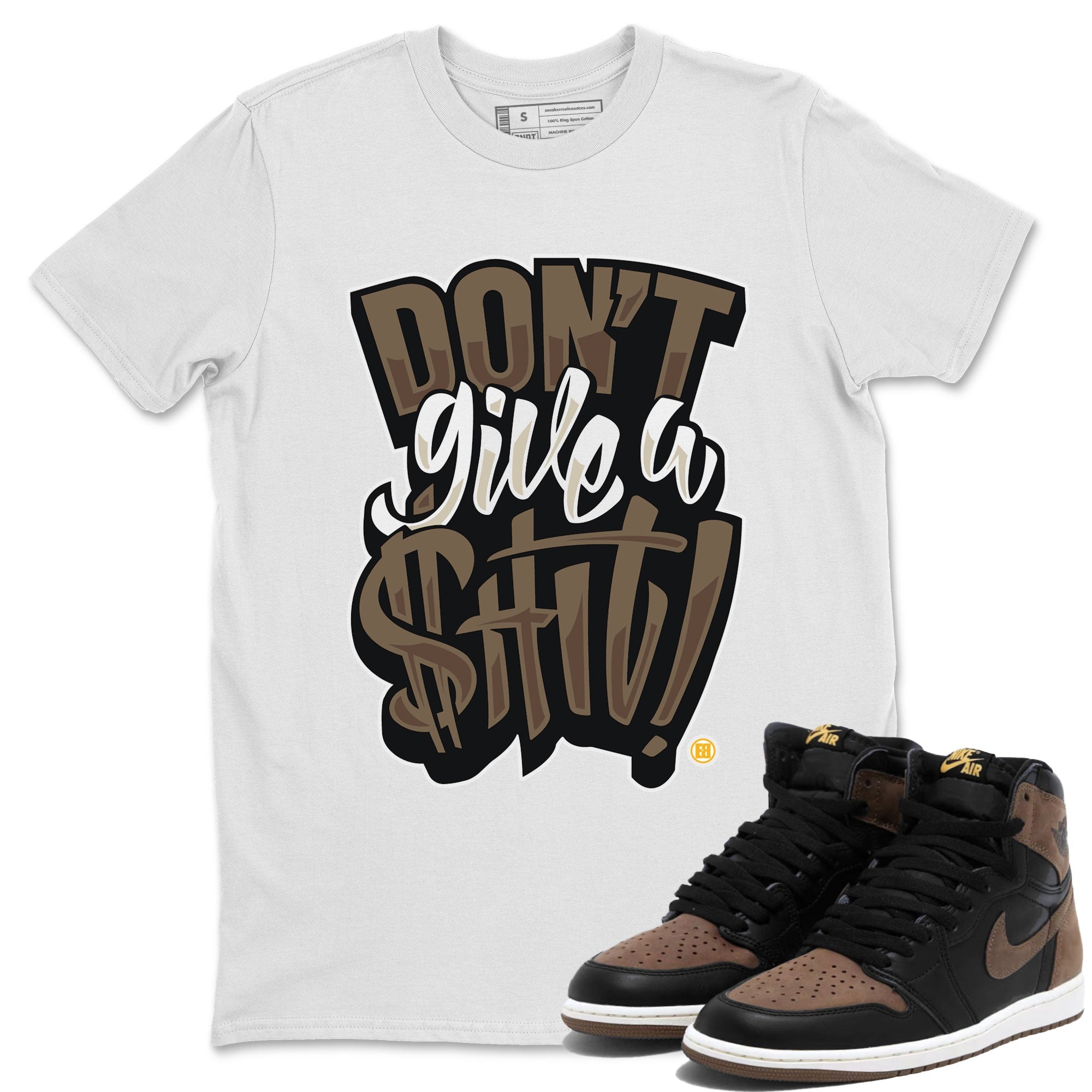 Jordan 1s Palomino shirt to match jordans Don't Give A Shit sneaker tees Air Jordan 1 Palomino SNRT Sneaker Release Tees Unisex White 1 T-Shirt