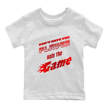 Air Jordan 1 Satin Bred shirt to match jordans Don't Hate The Player sneaker tees AJ1Satin Bred SNRT Sneaker Release Tees Baby Toddler White 2 T-Shirt