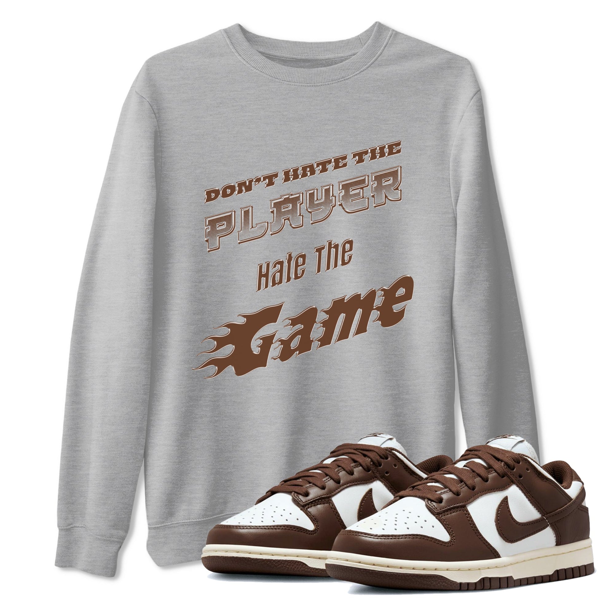 Dunk Cacao Wow shirt to match jordans Don't Hate The Player sneaker tees Dunk Cacao Wow SNRT Sneaker Release Tees Unisex Heather Grey 1 T-Shirt