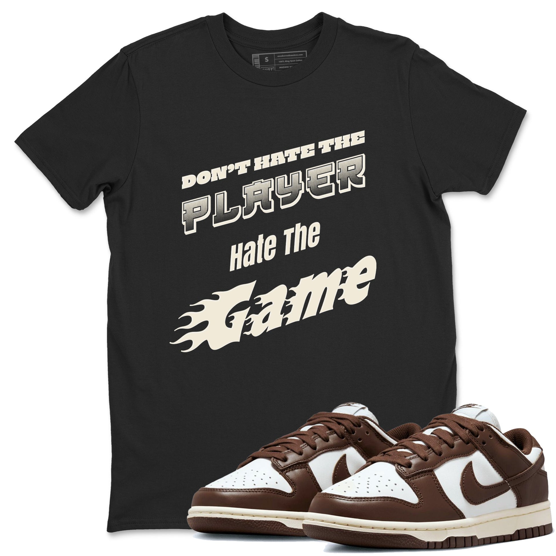 Dunk Cacao Wow shirt to match jordans Don't Hate The Player sneaker tees Dunk Cacao Wow SNRT Sneaker Release Tees Unisex Black 1 T-Shirt