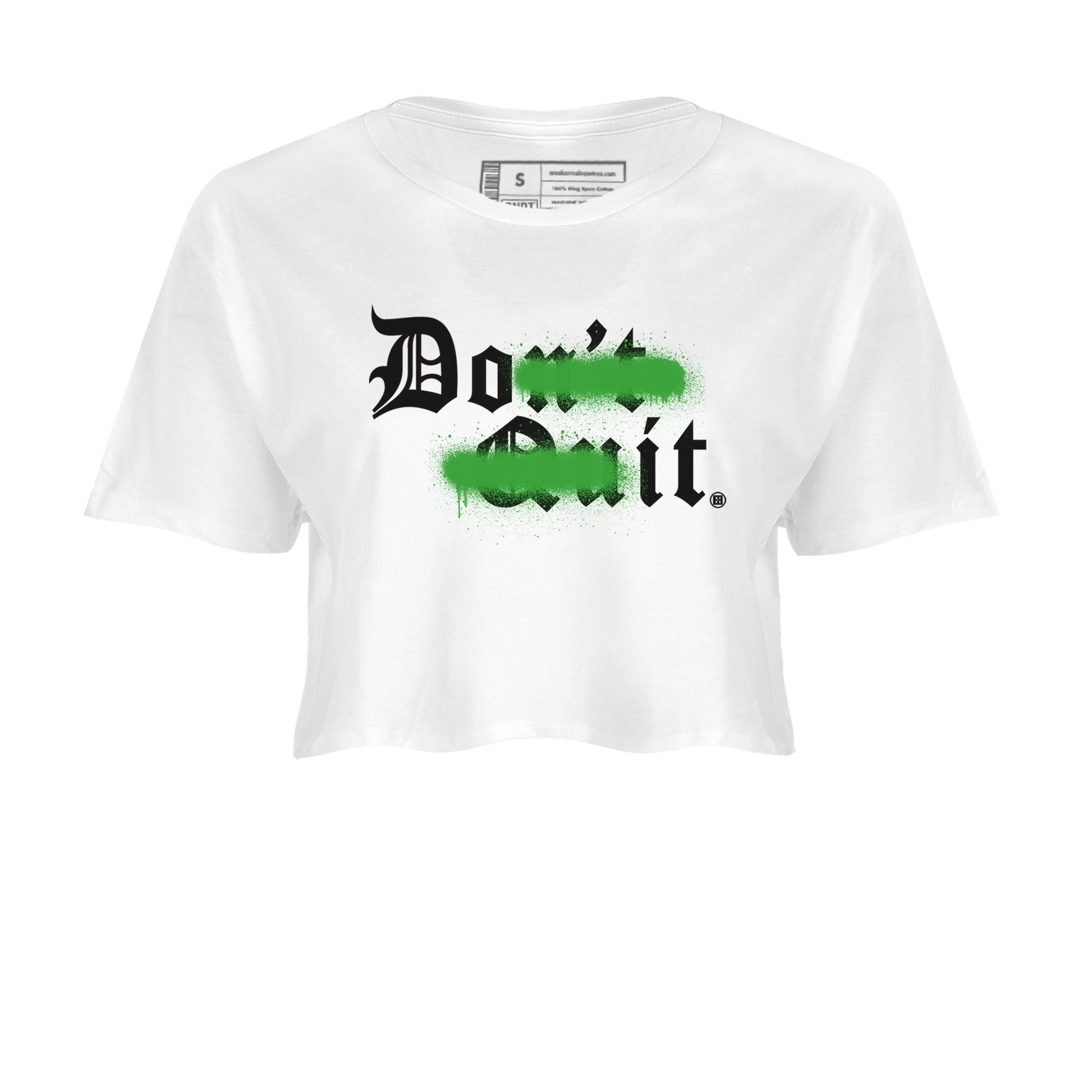 5s Lucky Green shirt to match jordans Don't Quit Do It sneaker tees Air Jordan 5 Retro Lucky Green SNRT Sneaker Release Tees White 2 Crop T-Shirt