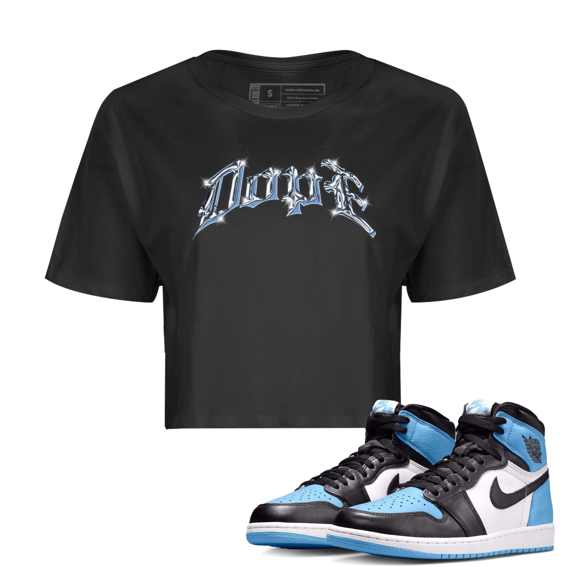 Air Jordan 1 Retro High OG UNC Toe Shirt to match Jordans Dope Sneaker Tees 1s UNC Toe SNRT Sneaker Release Tees Crop T-Shirts Black 1