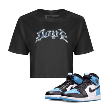 Air Jordan 1 Retro High OG UNC Toe Shirt to match Jordans Dope Sneaker Tees 1s UNC Toe SNRT Sneaker Release Tees Crop T-Shirts Black 1